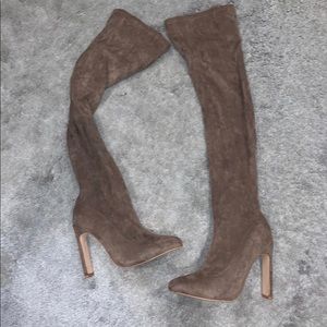 Brown suede over the knee boots